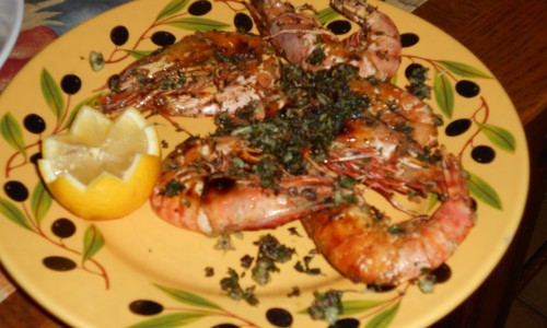 Gambas flambées au pastis