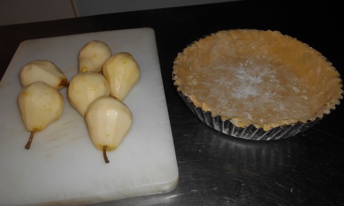 Tarte Bourdalou - Poires en préparation